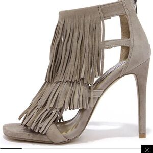 Steve Madden Fringly Taupe Suede Leather dress sandals used 10 M